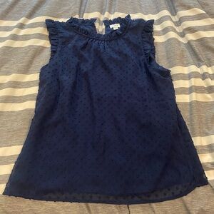 NWOT J. Crew Ruffle Neck Pin Dot Top